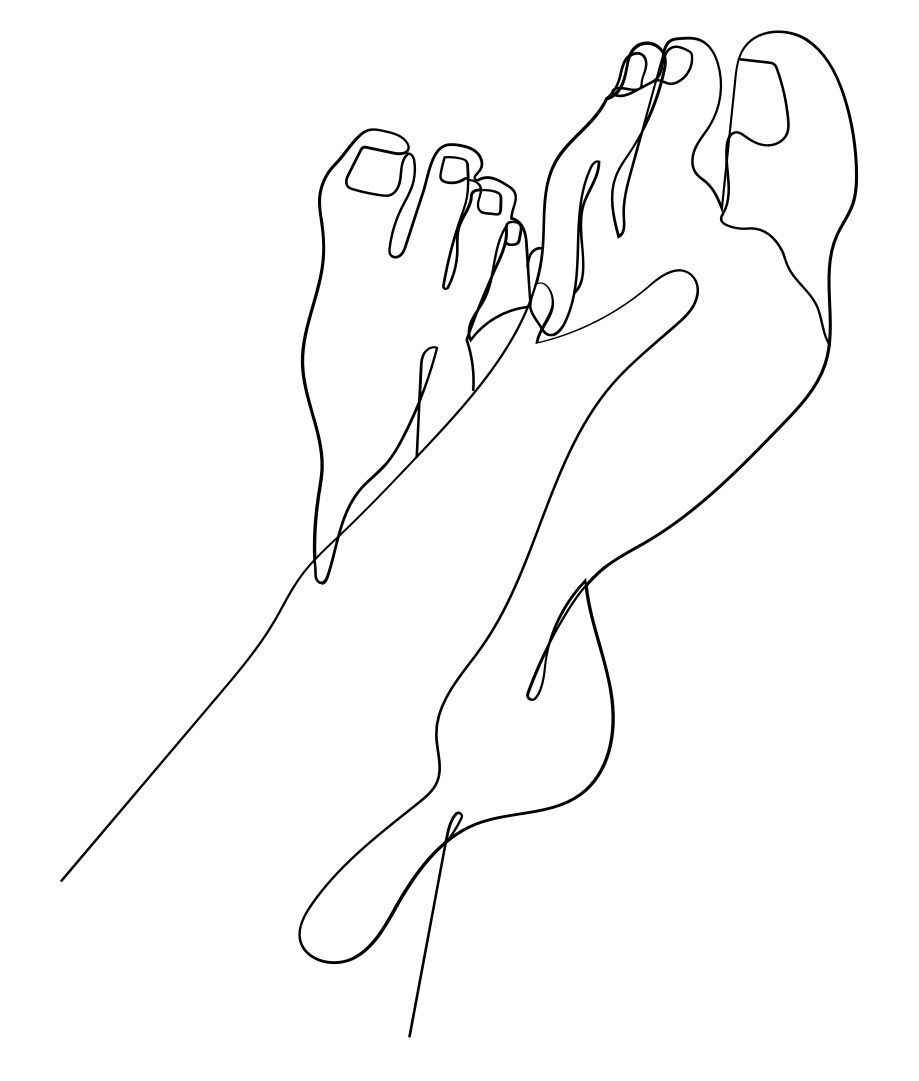 足をやさしく包み込む線画